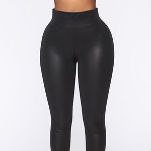 SOLD High Waist Tummy Control Faux Leather Leggings